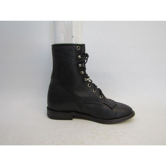 Black Men\'s Lace-Up Leather Combat Boots main image 9